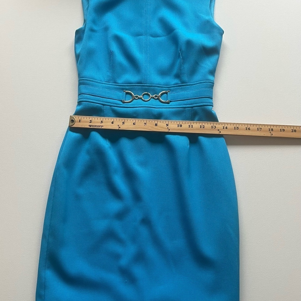 EUC Tahari Arthurs Levine Sleeveless Dress Size 4 Turquoise (F1) - Picture 4 of 9